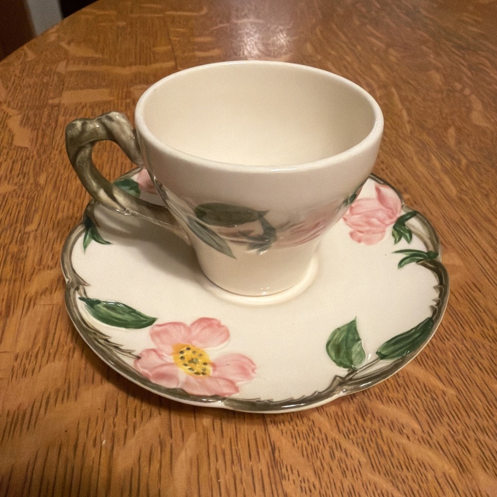 Vtg Franciscan Desert Rose Demitasse Cup & Saucer